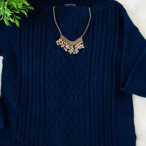 Chaps classic Navy Blue Cable Knit Sweater